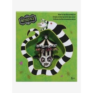 New Loungefly Beetlejuice Carousel Glow-In-The-Dark 3 Inch Enamel Pin